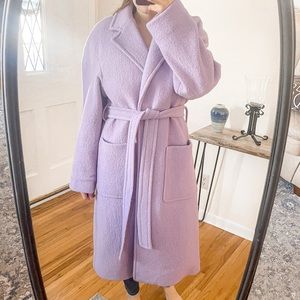 J Crew Long Wrap Coat Italian Boiled Wool Purple